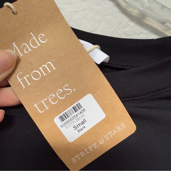 Stripe & Stare Long Sleeve Bodysuit Black Size Small - Picture 4 of 5